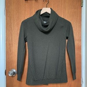 Ellen Tracy Green Wool Pullover Split Back